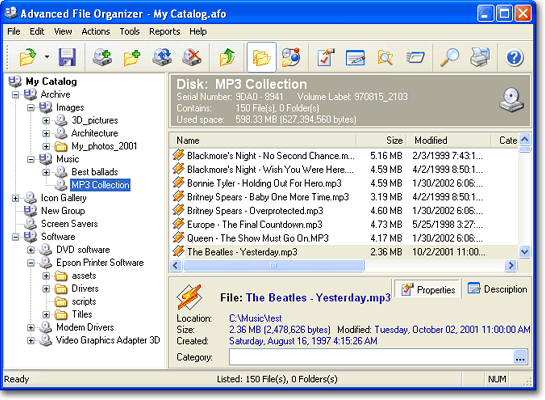 Advanced File Organizer. Main window